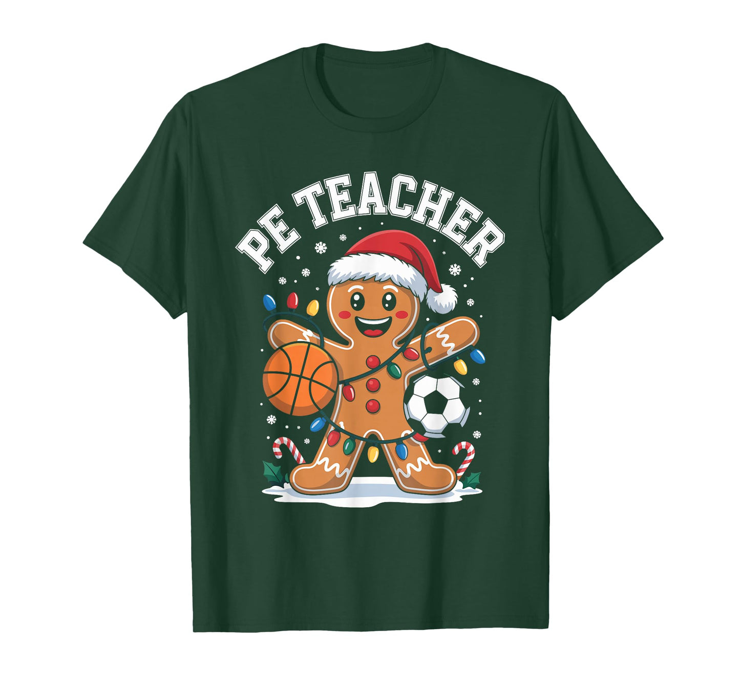 PE Teacher Gingerbread Christmas Physical Education Xmas T-Shirt