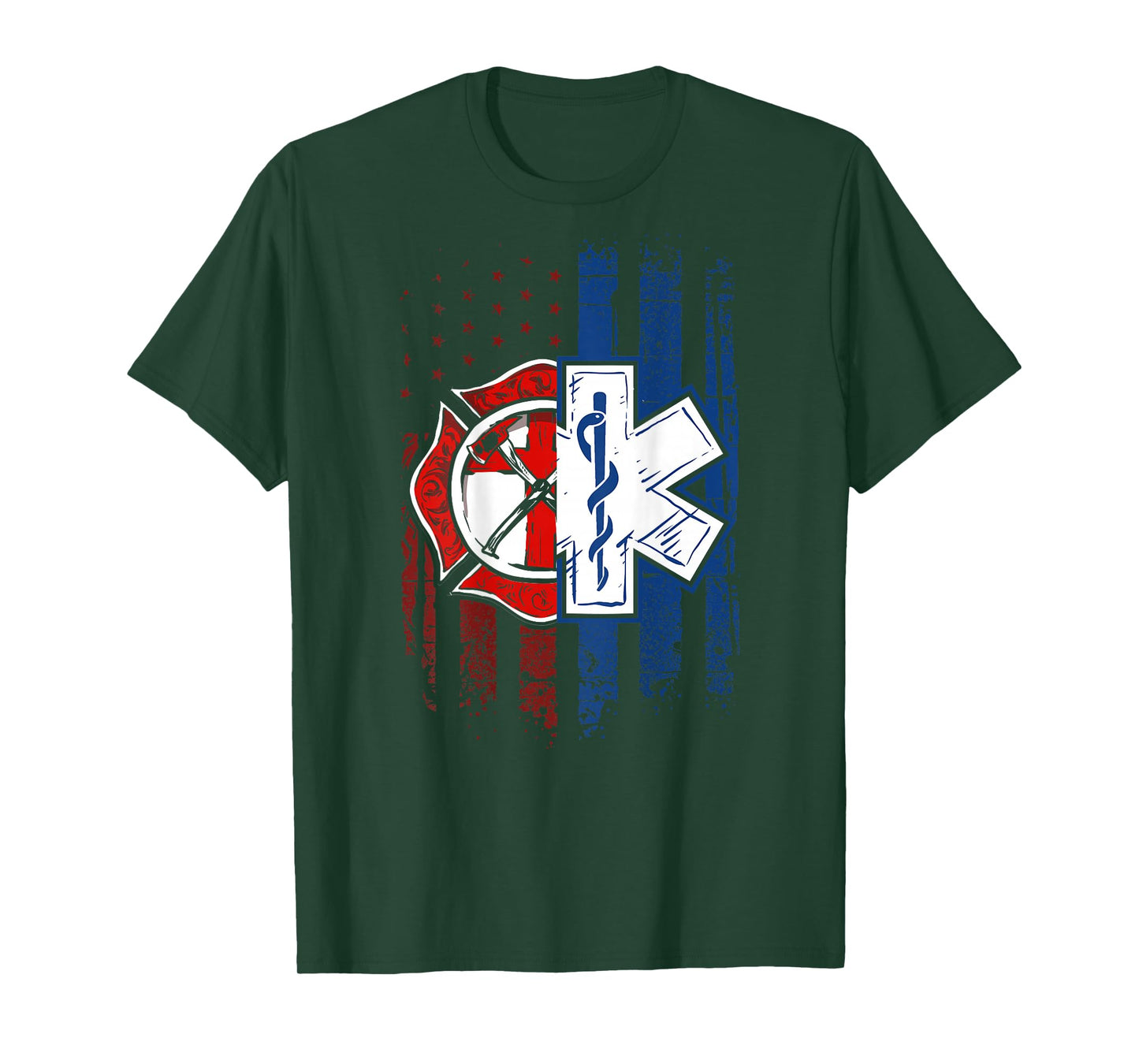 Patriotic Paramedic Firefighter EMT USA Flag EMS T-Shirt