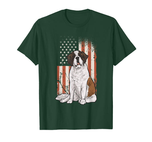 Saint Bernard Dog American Flag St. Bernard T-Shirt