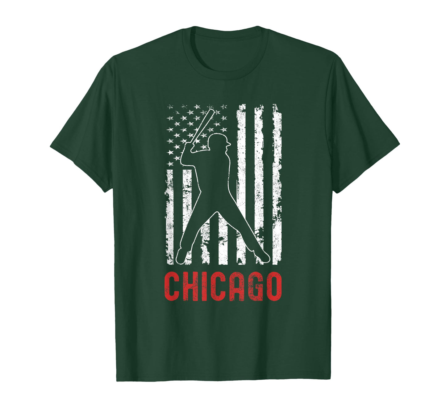 Chicago Illinois American Flag Baseball Weathered T-Shirt
