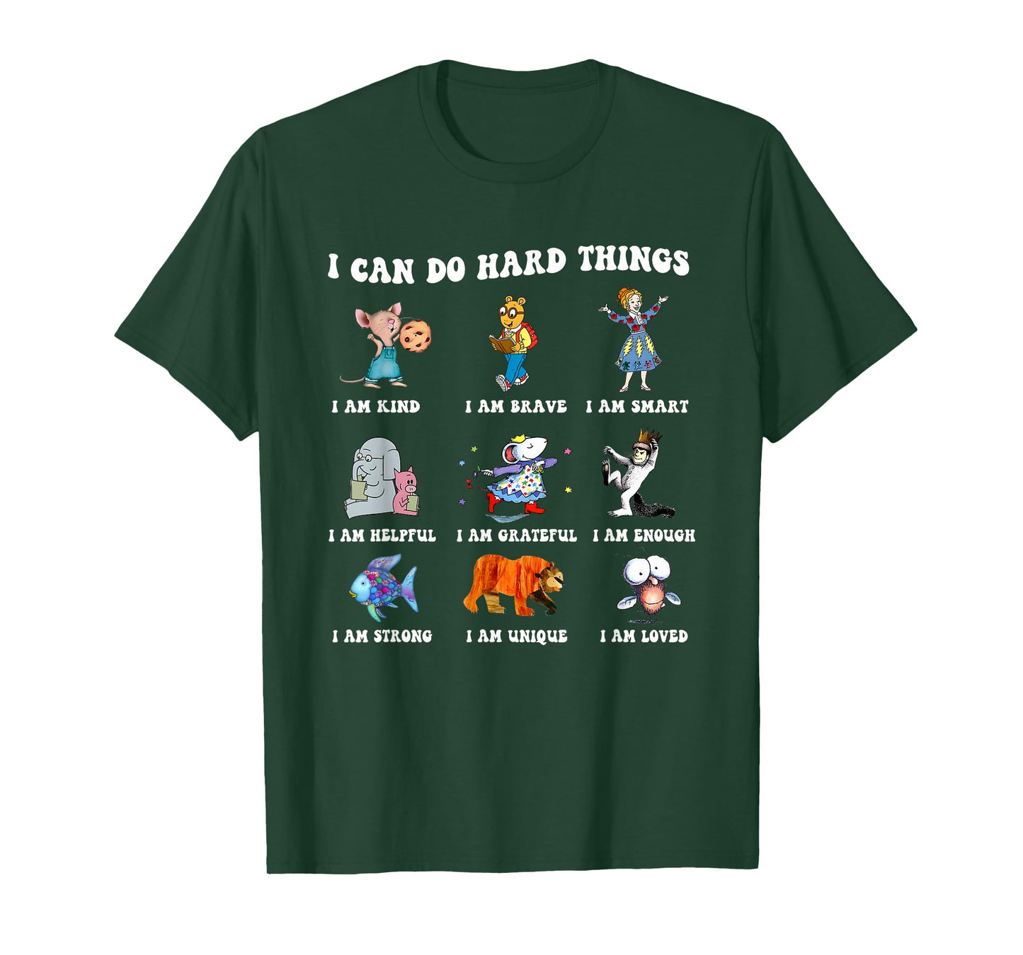 Read Book Characters I Can Do Hard Things Back to School T-Shirt