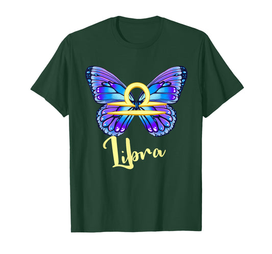 Libra Butterfly Zodiac Sign of Butterfly Wings for Women T-Shirt