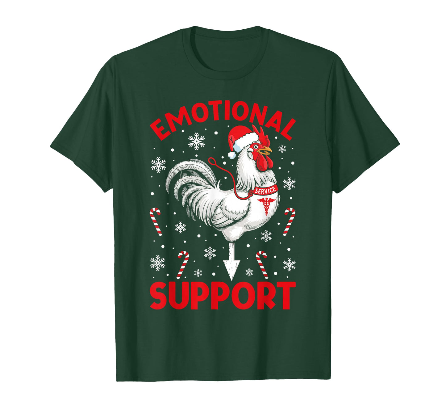 Christmas Funny Emotional Support Cock Dirty Humor Chicken T-Shirt