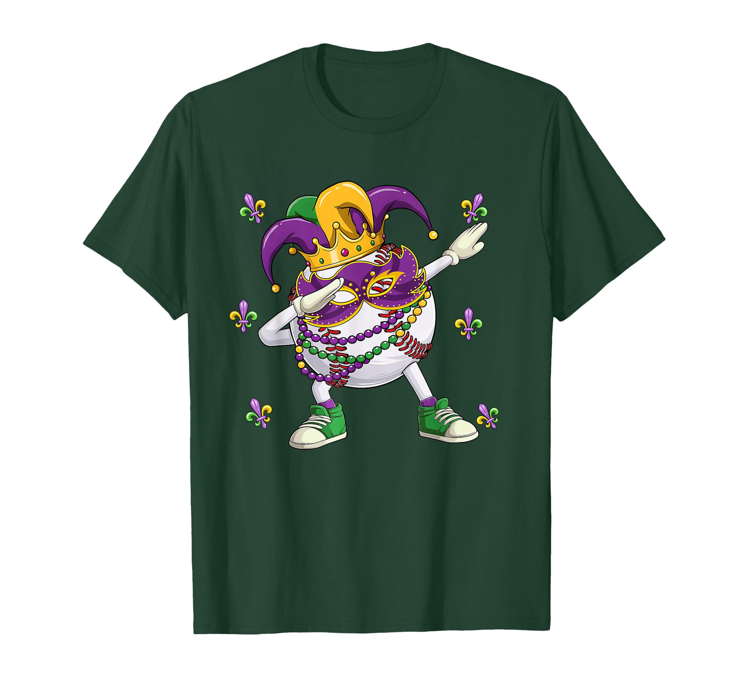 Baseball Mardi Gras Party Boys Girls Kids dabbing Baseball T-Shirt