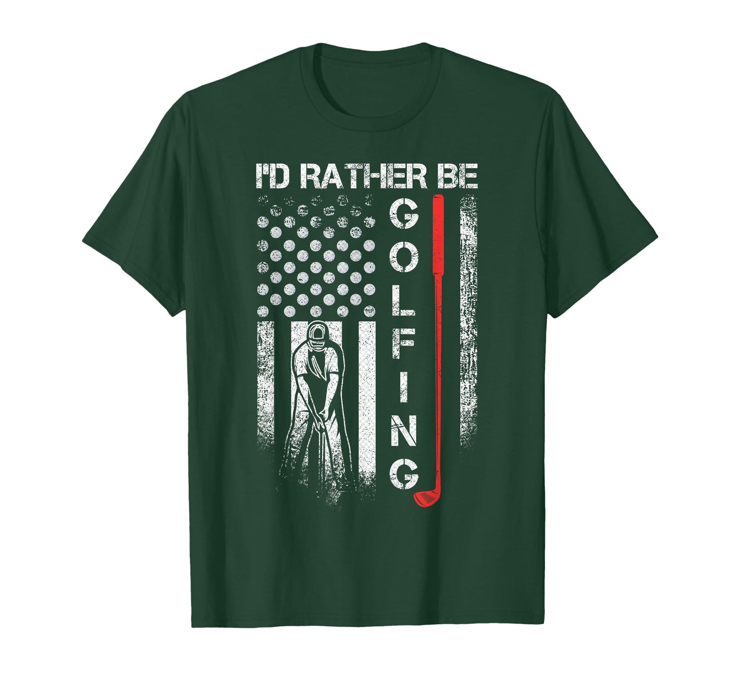 Vintage USA Flag I'd Rather Be Golfing, Golf Player Lover T-Shirt