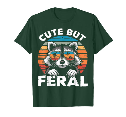 Cute But Feral Toddler Feeling Feral Racoon Funny Kids Girls T-Shirt