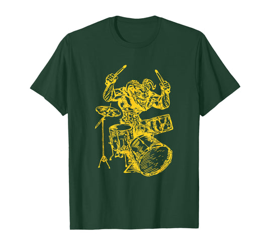 Devil Playing Drums Demon Drummer Satan Rock Musician T-Shirt