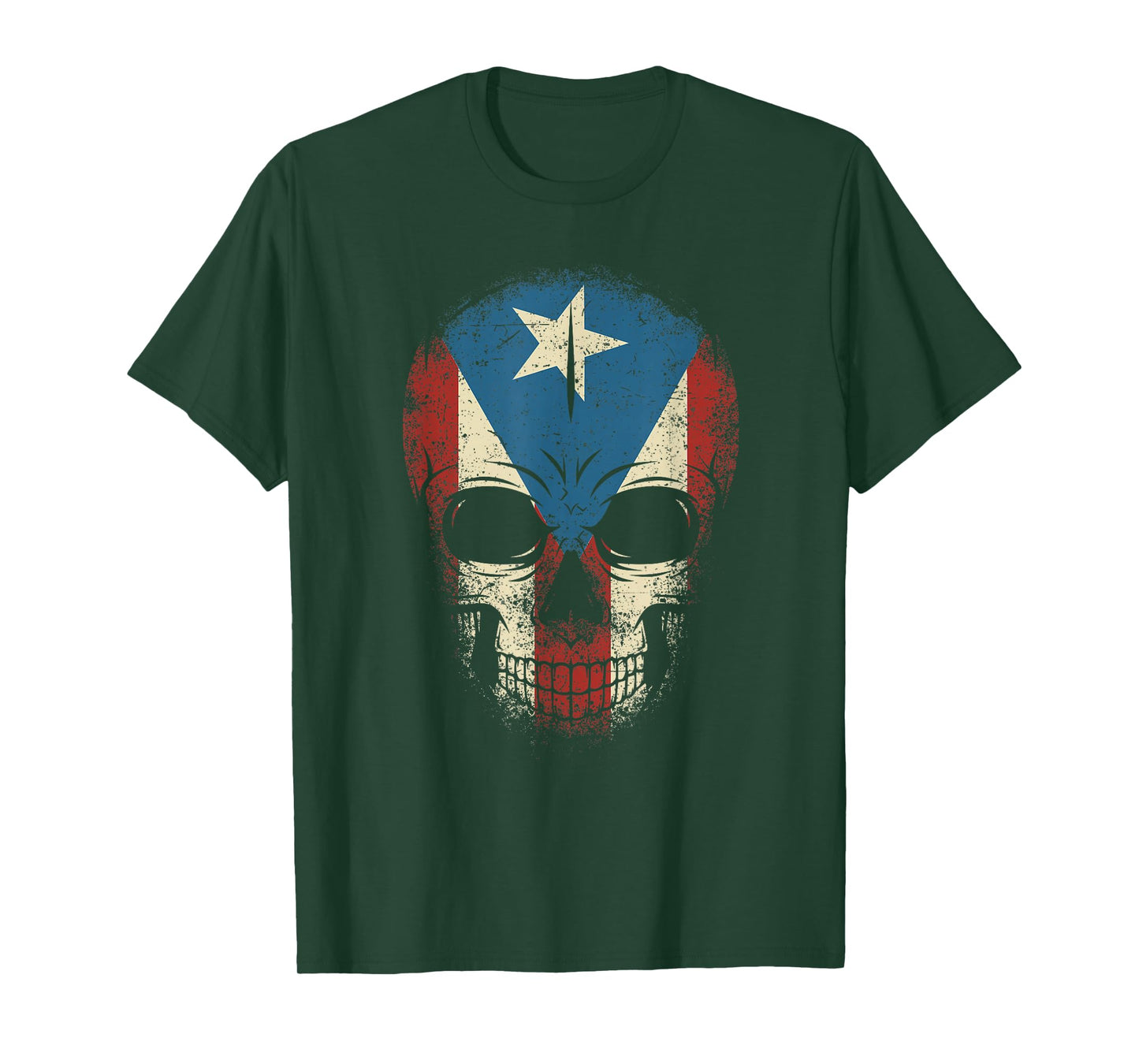 Puerto Rico Skull Shirt Men Boy Papi Pride Puerto Rican Flag T-Shirt