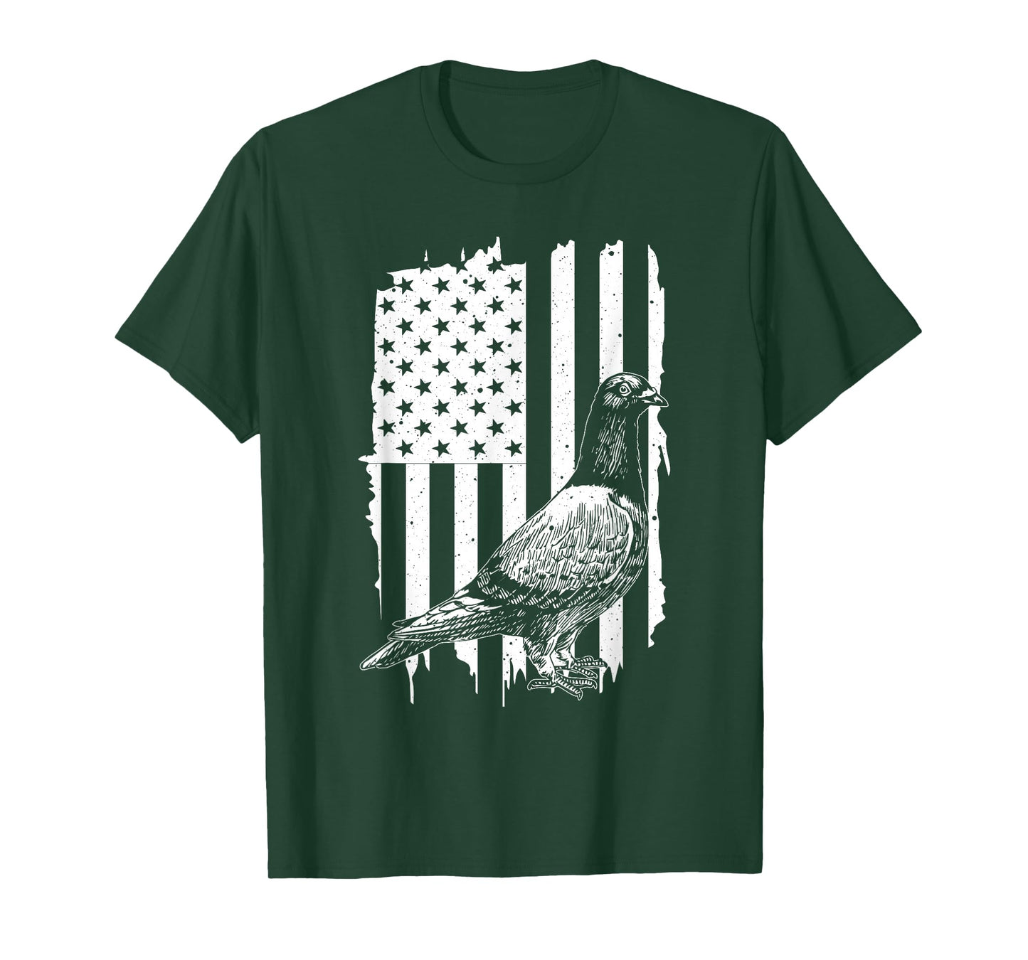 Cool Pigeon Design Men Women Patriotic US Flag Pigeon Lovers T-Shirt
