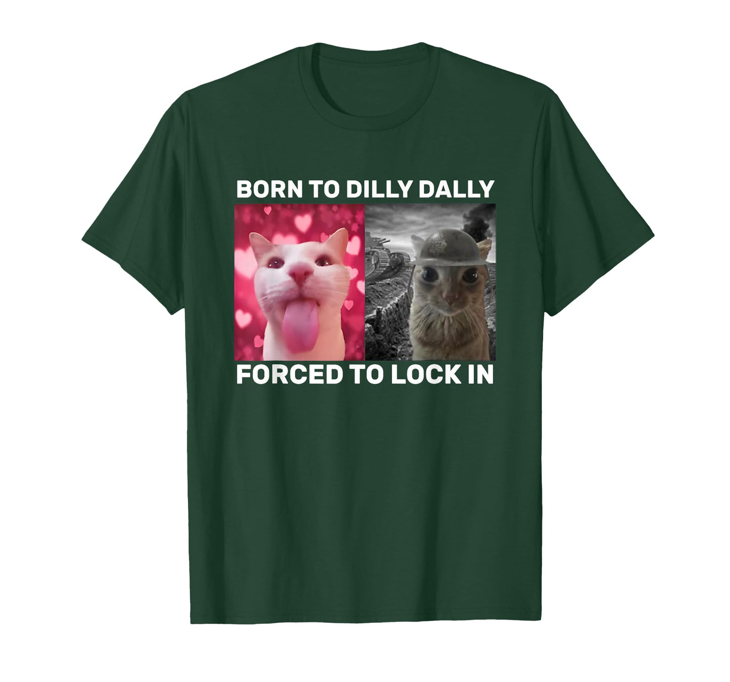 Born To Dilly Dally Forced To Lock In Cat Meme T-Shirt