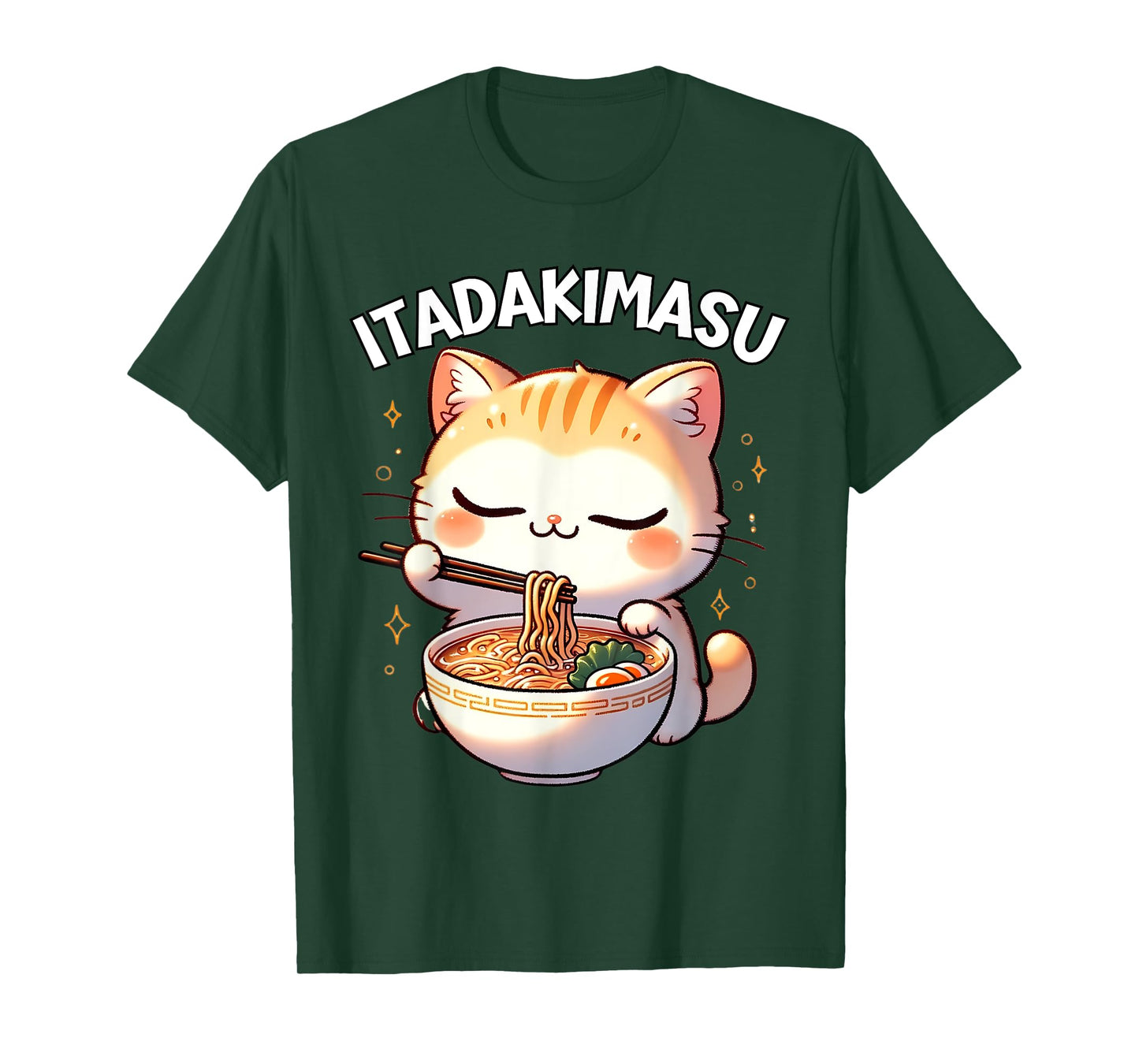 Ramen Cat Kawaii Anime Cat Ramen Lover Itadakimasu T-Shirt