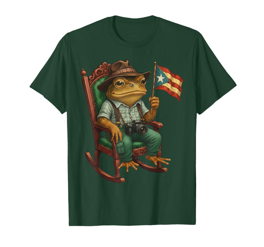 Funny Coqui Frog Puerto Rico Flag Taino Boricua Hispanic T-Shirt