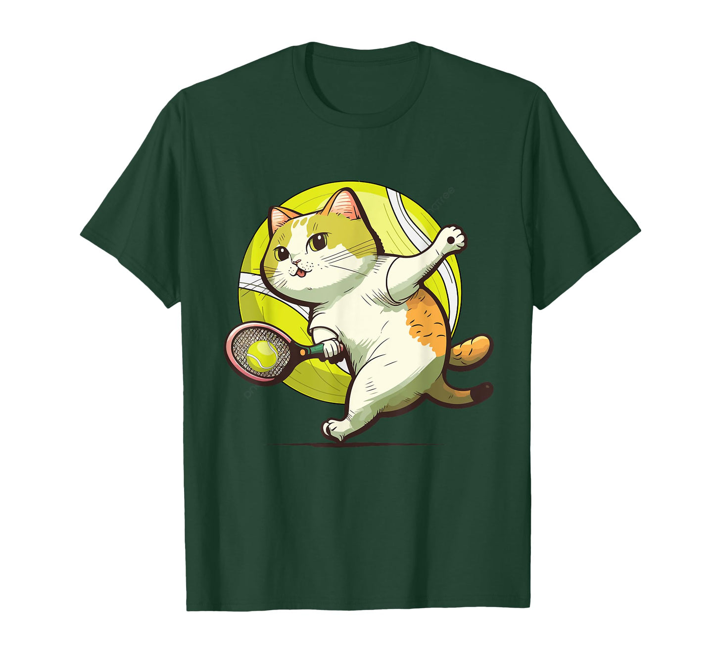 Funny Tennis Racket Cat Playing Tennis T-Shirt for Men Women Kids