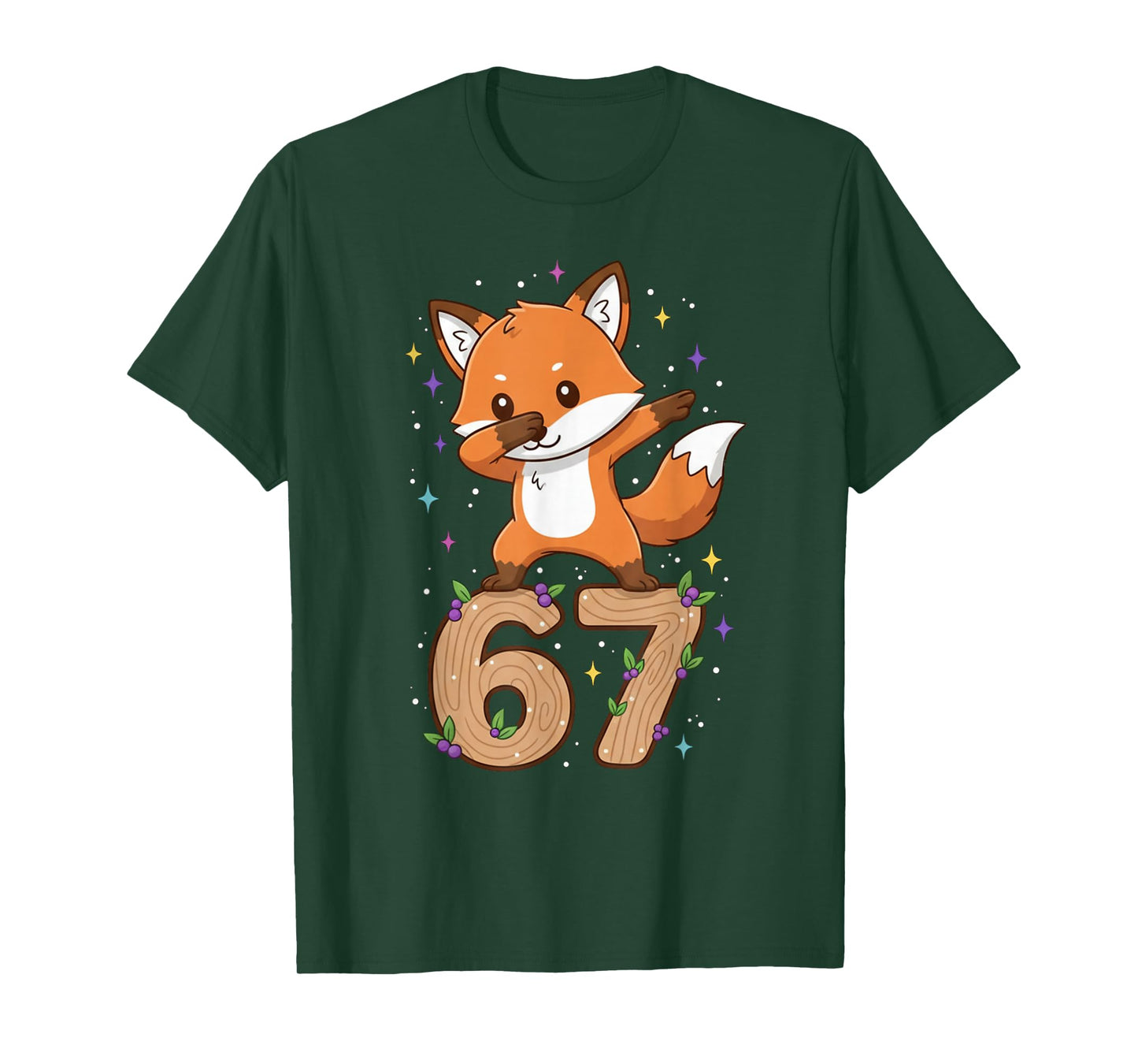 Dabbing Fox 67 Funny Six Seven Gen Z Slang Meme Cute T-Shirt