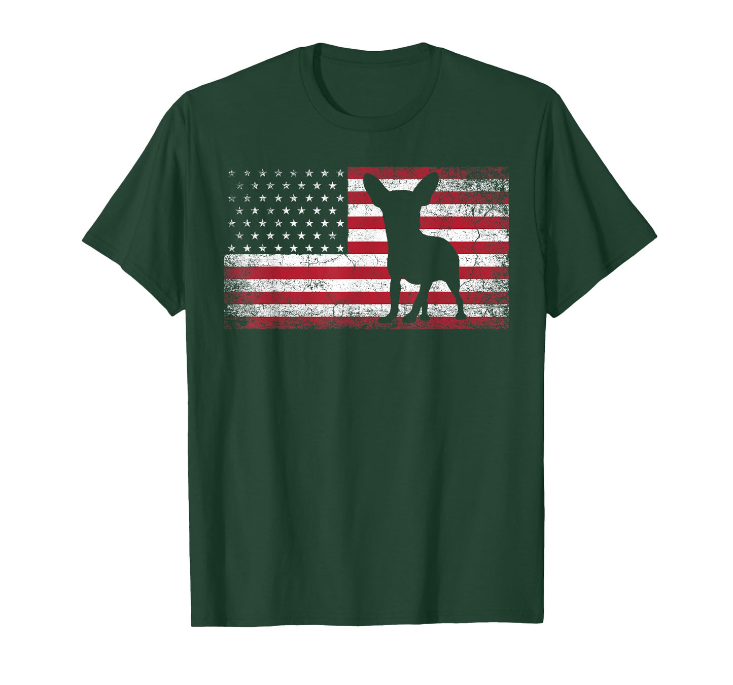 Vintage Chihuahua Dog Lover July 4th American Flag Men Women T-Shirt