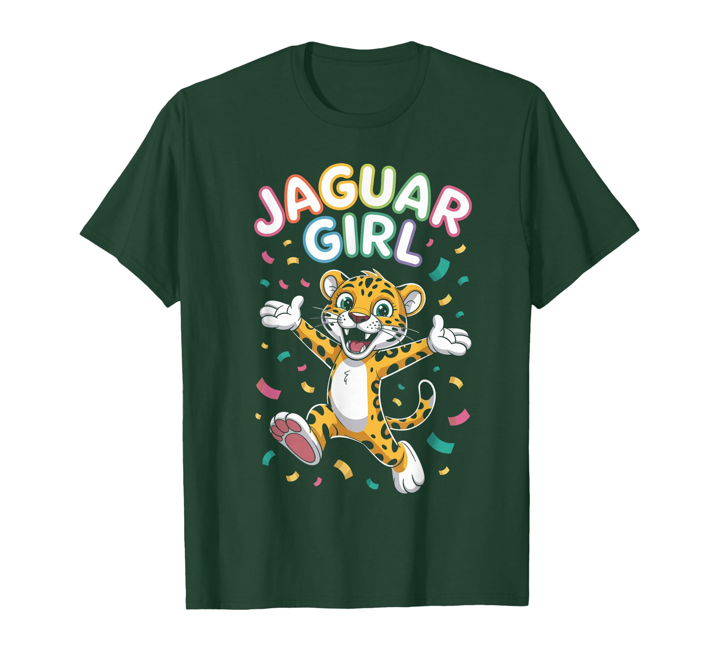 Womens Jaguar Girl Cartoon Wild Cat Retro Artwork Jungle T-Shirt