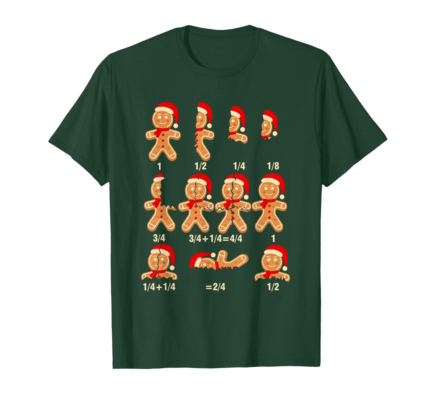 Christmas Math Teacher Equation Gingerbread With Santa Hat Men Women T-Shirt