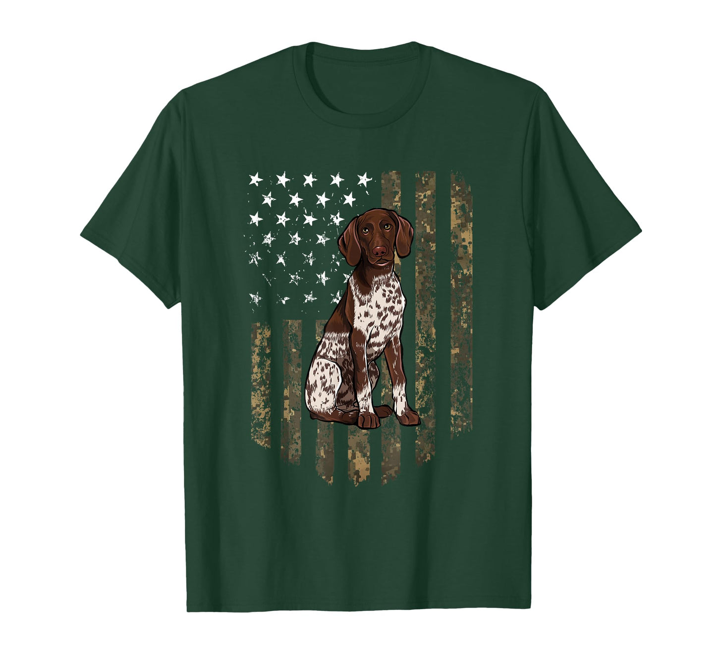 Camo American Flag German Shorthaired Pointer 4th of July T-Shirt