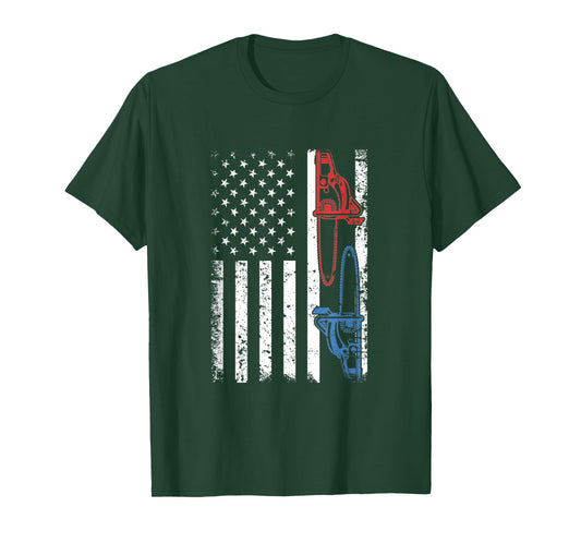 Patriotic Lumberjack - USA Flag Woodcutter Lumberman Logger T-Shirt