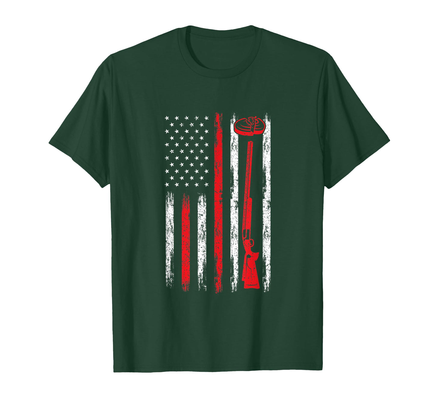 Clay Pigeon Shooting USA American Flag - Trap Rifle Firearm Women Men T-Shirt
