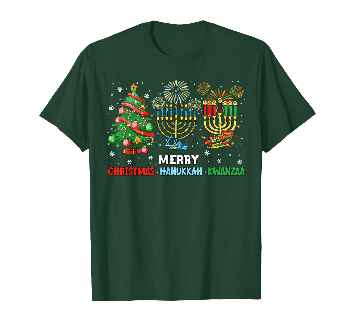 Christmas Hanukkah Kwanzaa Happy Holidays Matching Pajama T-Shirt
