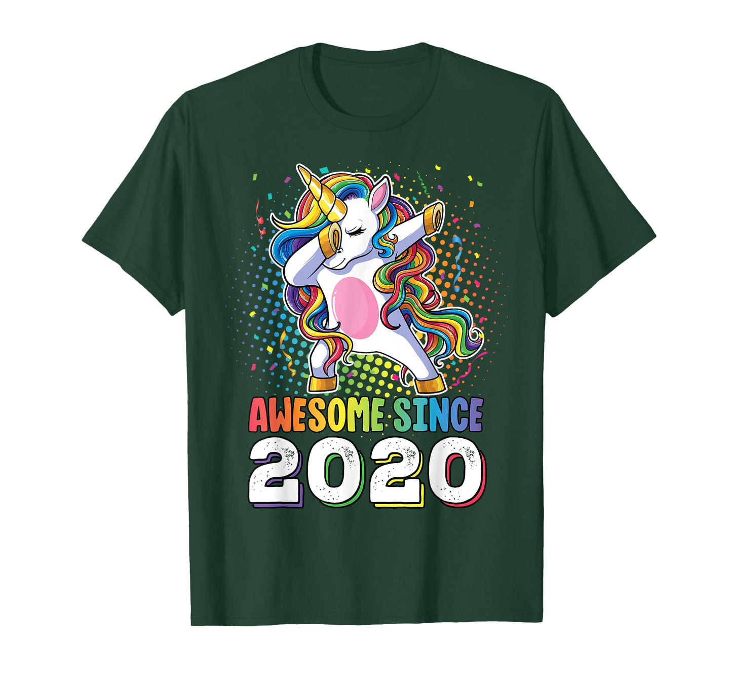 Awesome Since 2020 Girls Boys Dabbing Unicorn Birthday T-Shirt