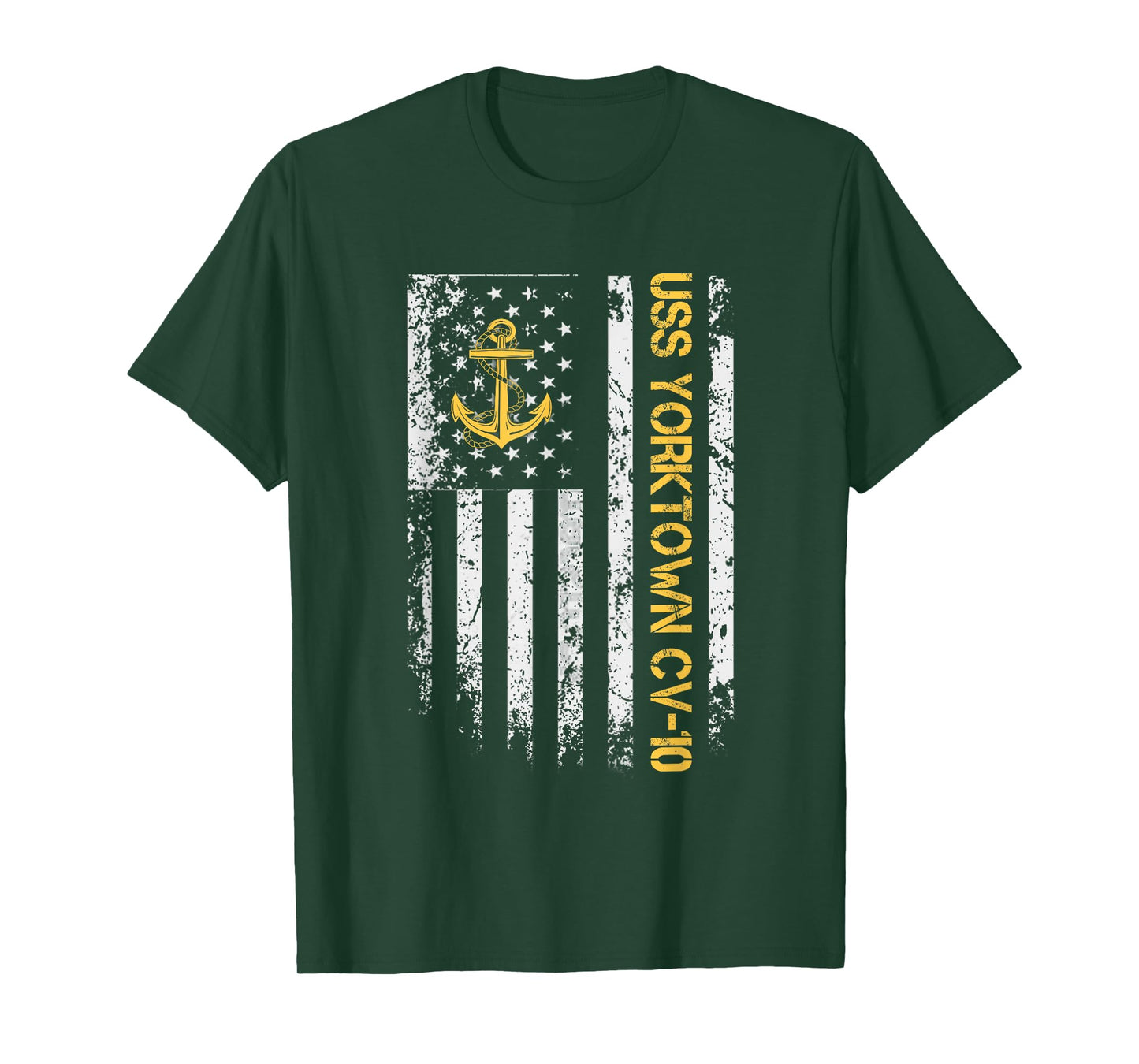 USS Yorktown CV-10 Aircraft Carrier USA Flag Veterans Day Women Men T-Shirt
