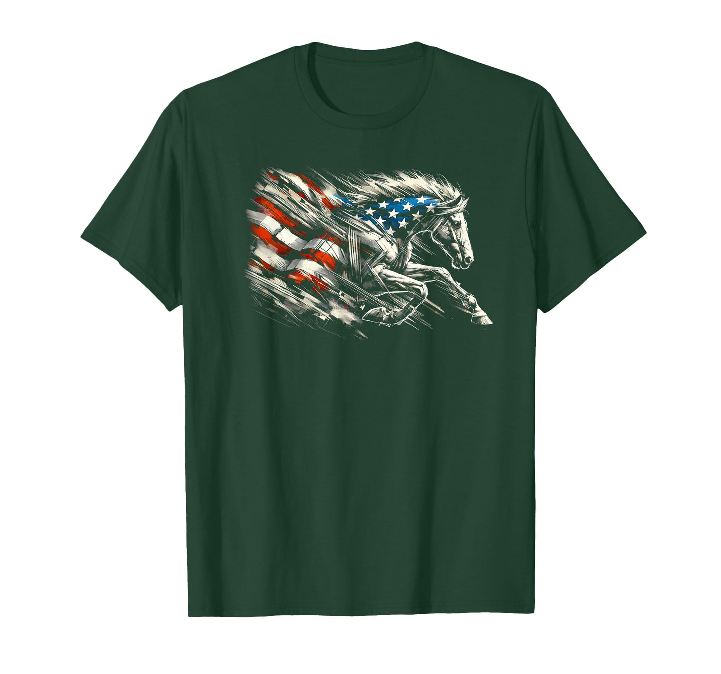 Vintage Grunge American USA Flag Wild One Mustang Horse T-Shirt