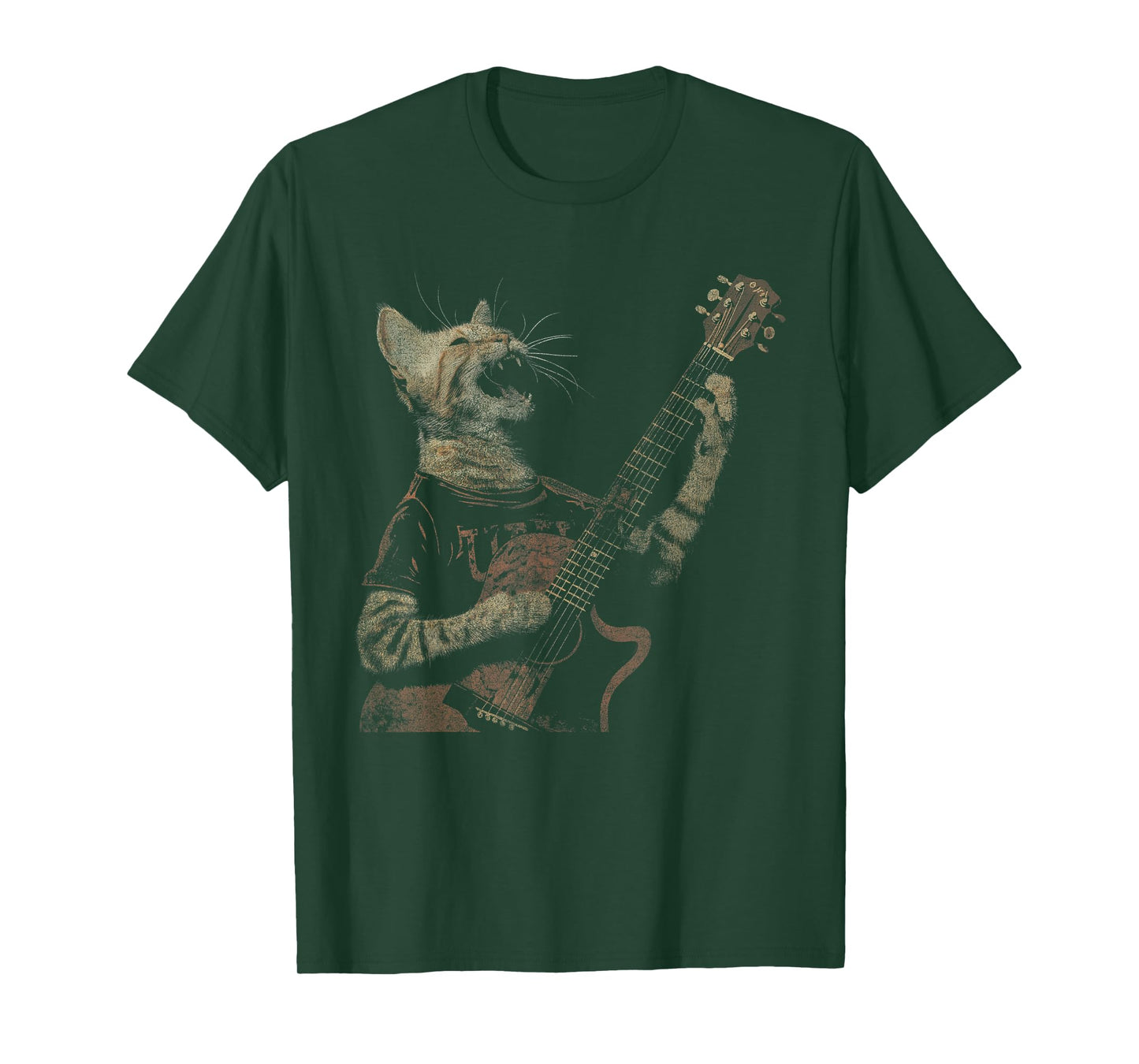 Funny Cat Guitar - Rock and Roll Music Band Concert Vintage T-Shirt