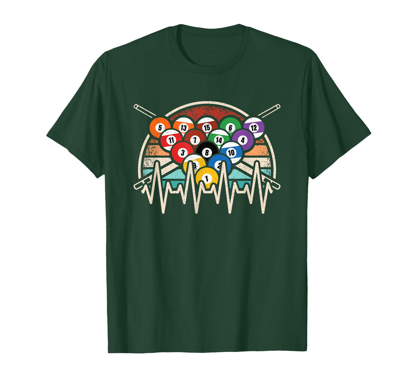 Billiard Heartbeat Funny Billiard Vintage Pool Men Women T-Shirt