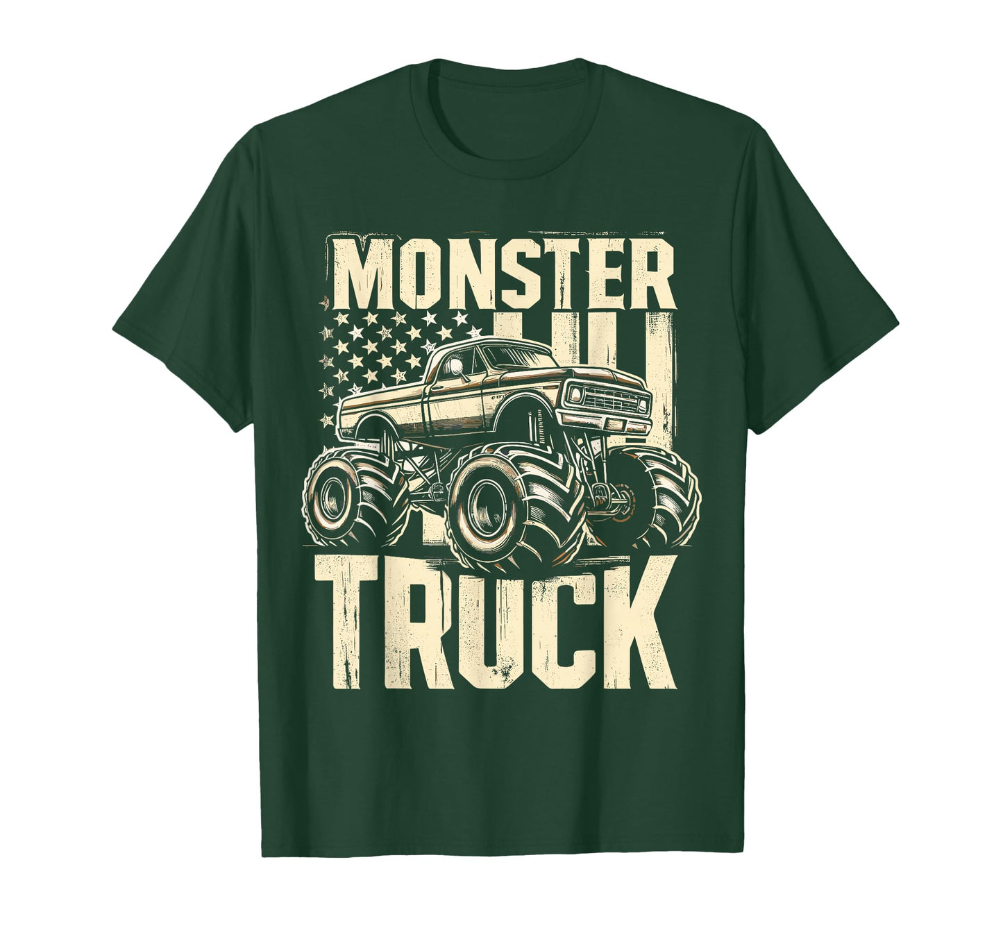 Monster Truck American Flag USA Patriotic 4th of July T-Shirt