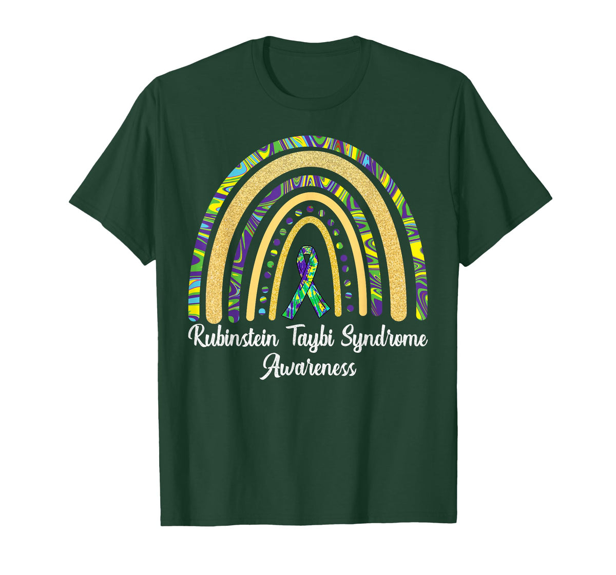 Rubinstein Taybi Syndrome Awareness RTS Rainbow & Ribbon T-Shirt