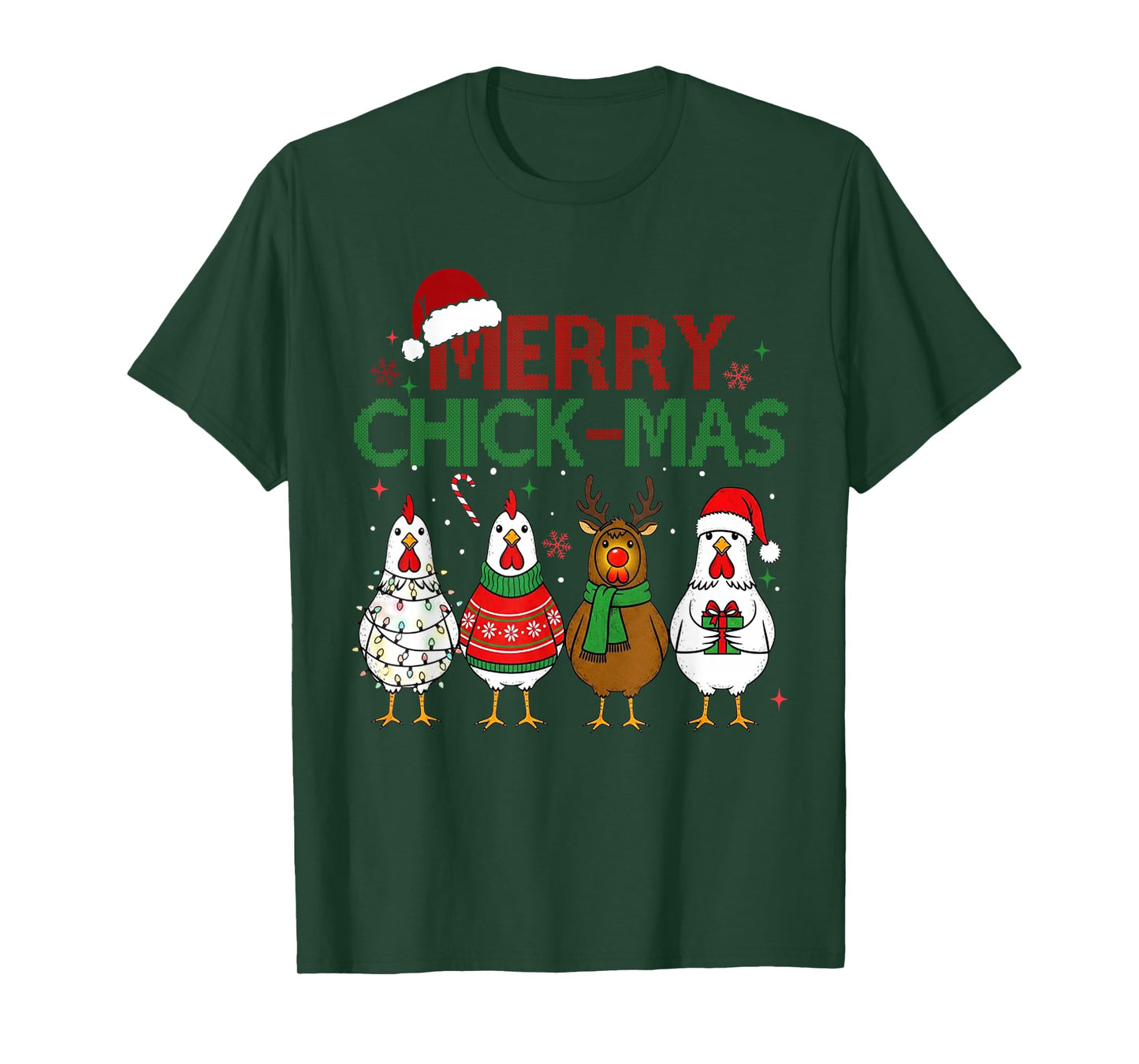 Chicken Christmas Santa Hat Merry Chickmas Xmas Farm Animal T-Shirt