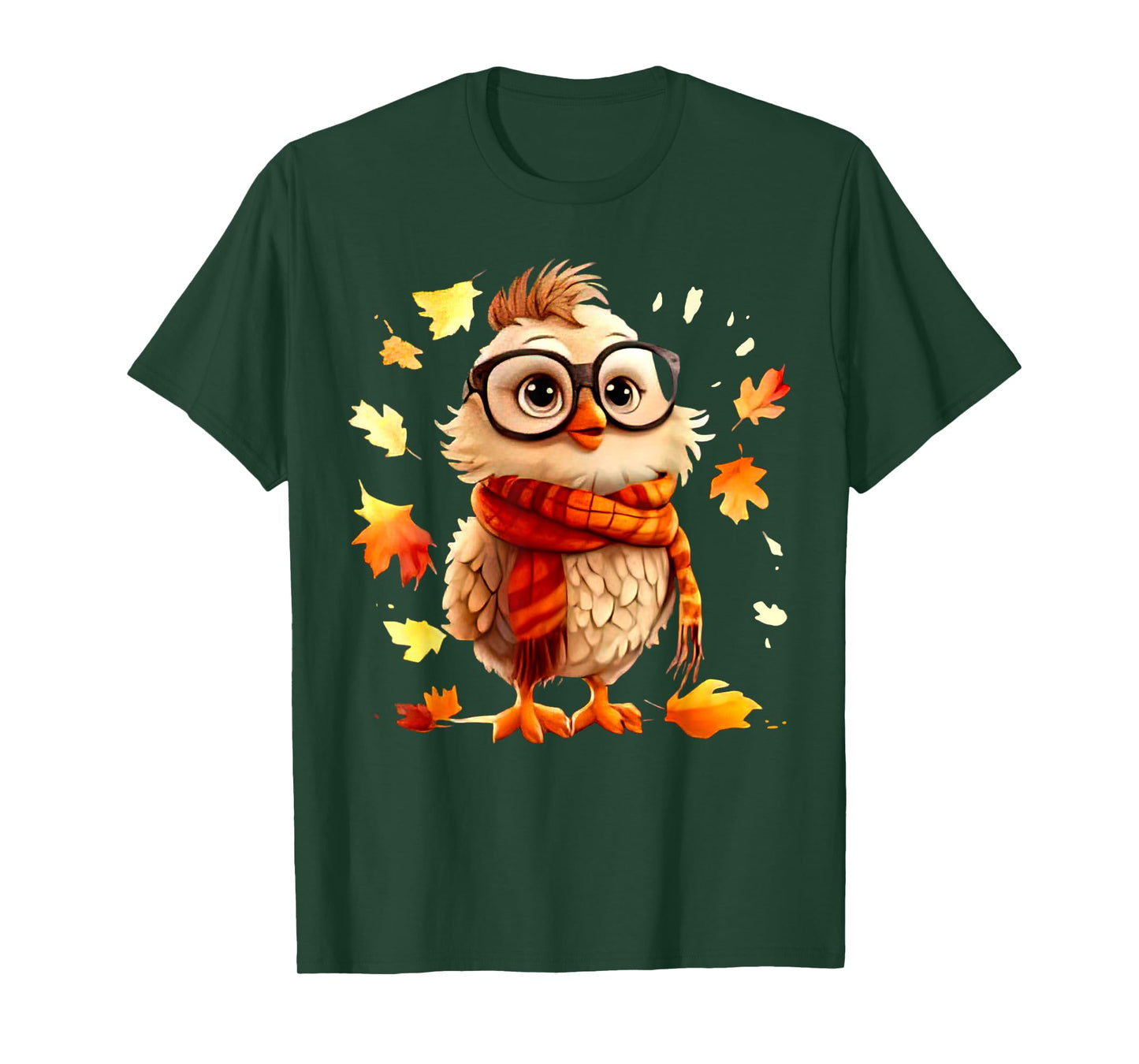 Cute Chick Fall Leaves Chicken Farm Animal Autumn T-Shirt