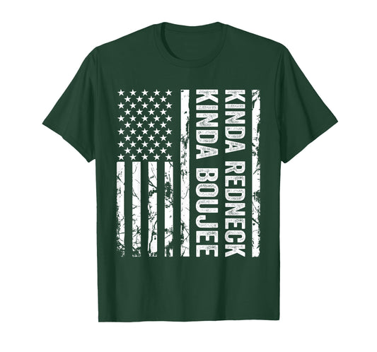 Kinda Redneck Kinda Boujee USA American Flag Southern T-Shirt