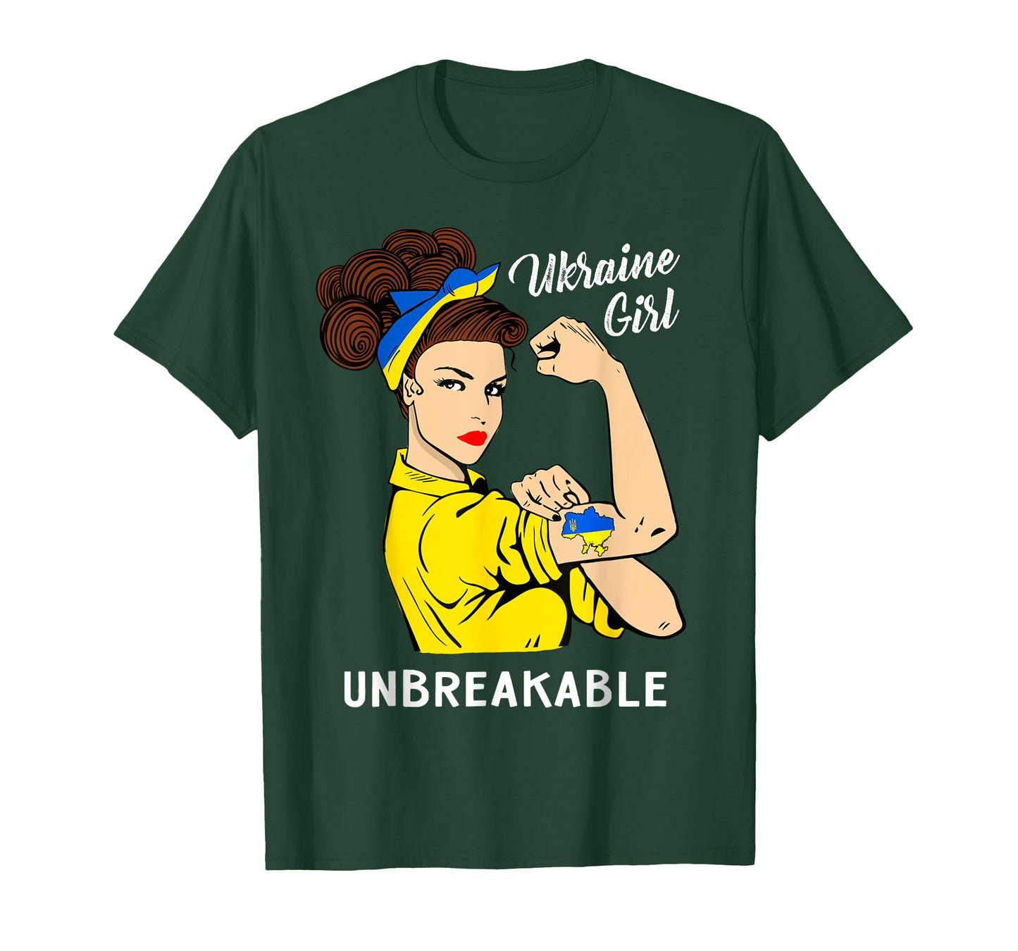 Ukraine Girl Unbreakable T-shirt Ukrainian Flag Strong Woman T-Shirt