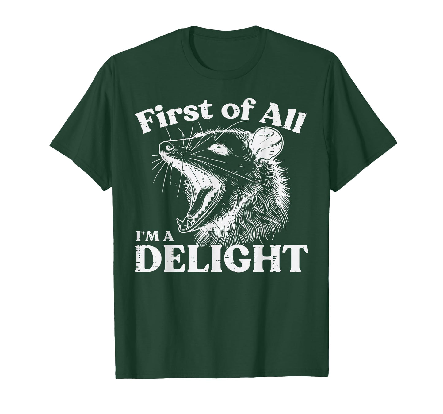 Opossum First Im A Delight Funny Possum Humor Men Women Kids T-Shirt