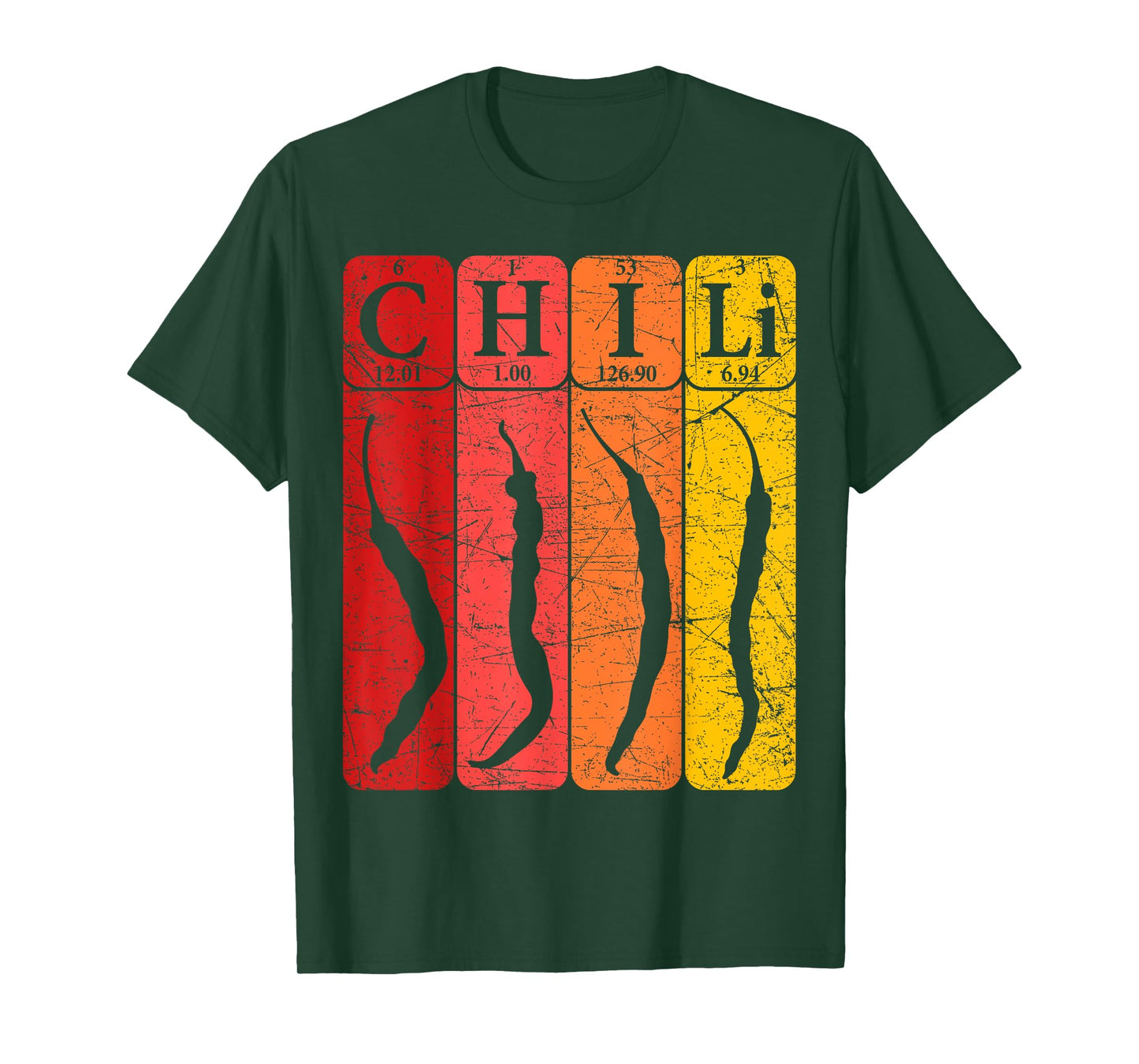 Chili Periodic Table Elements Chili Pepper Spicy Food Retro T-Shirt