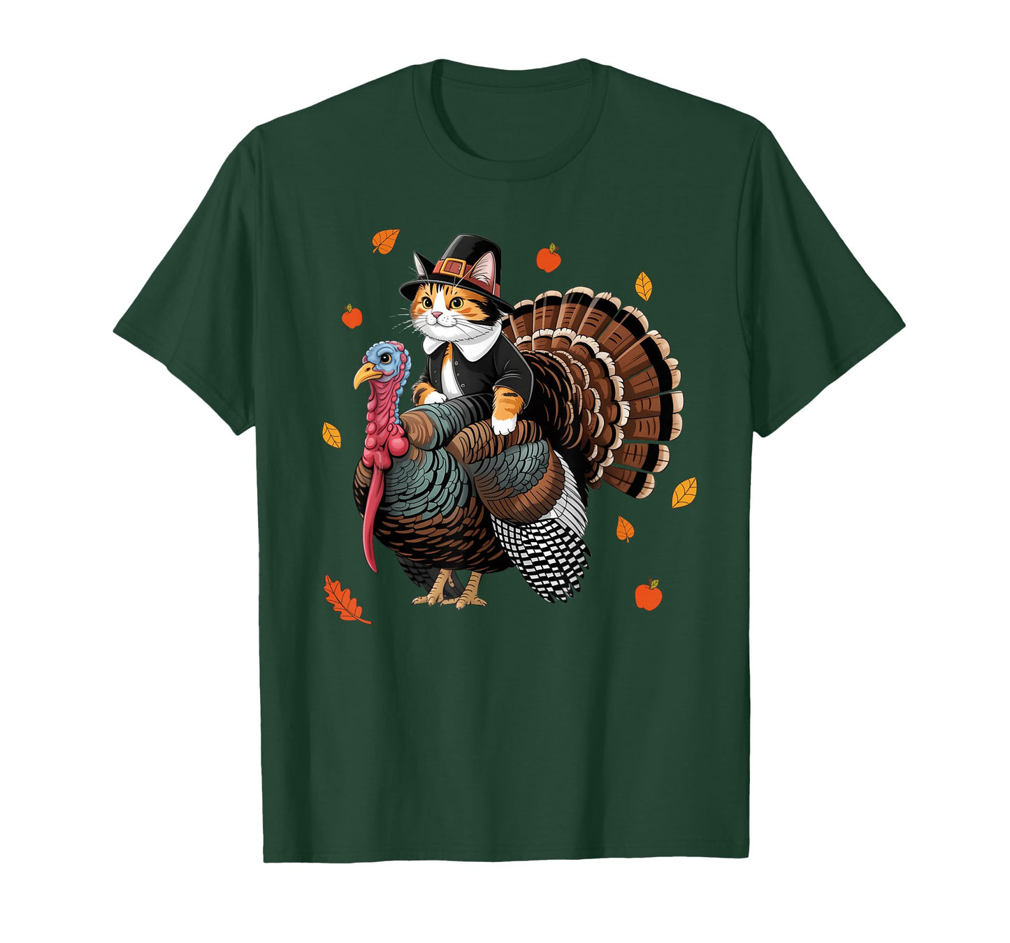 Cat Pilgrim Costume Thanksgiving Turkey Men Women Girls Kids T-Shirt