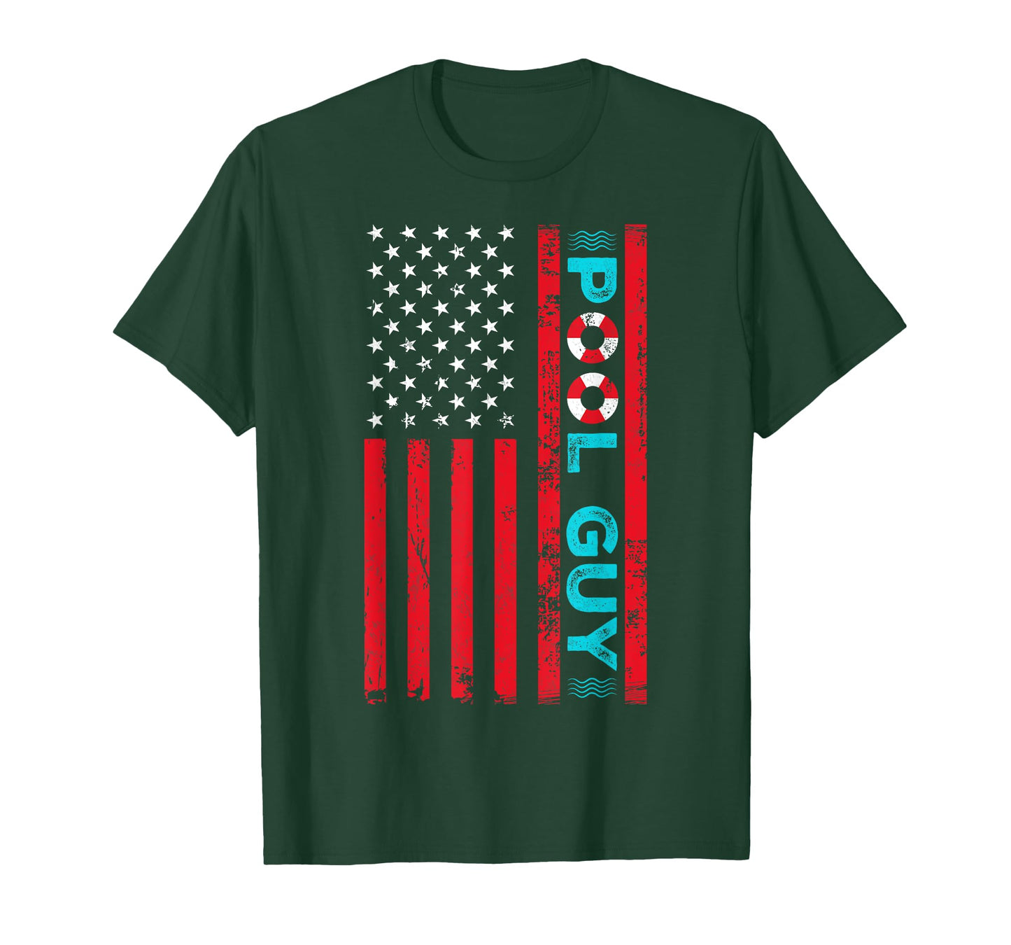 Pool Guy America Flag Maintenance Swimming Pool T-Shirt