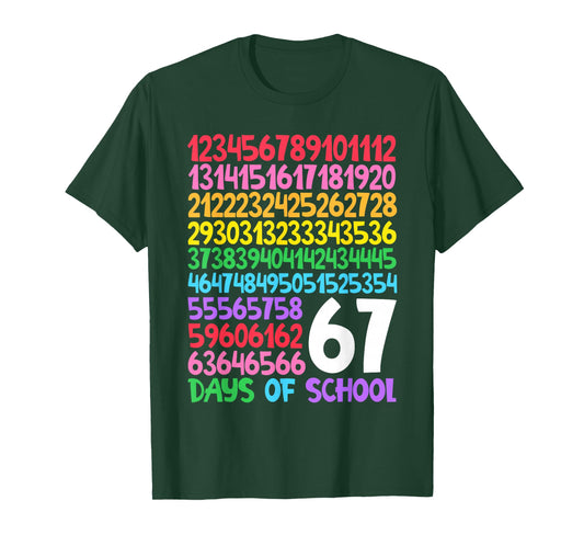 67th Day of School Teacher Kids 67 Math Number Six Seven T-Shirt