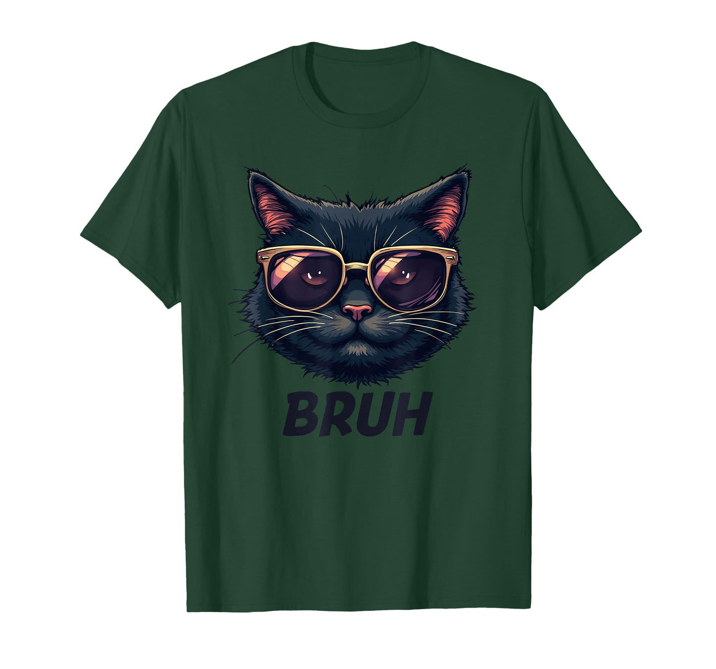 Meme saying Black Cat BRUH sunglasses for kids Men teens T-Shirt