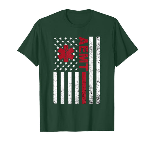 AEMT Advanced Emergency Medical Technician USA Flag T-Shirt