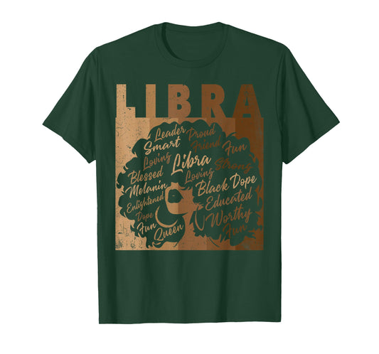 Libra Girl African American Women Melanin Birthday T-Shirt