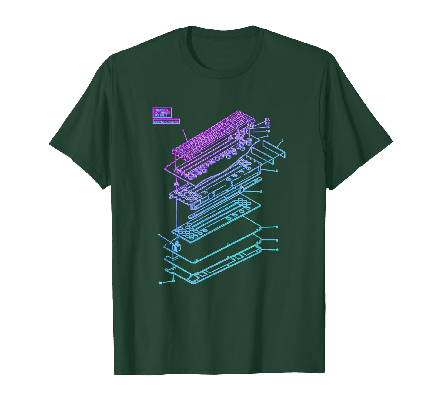 All Things Geek by MCMA Mechanical Keyboard Patent Drawing Graphic Design Art T-Shirt