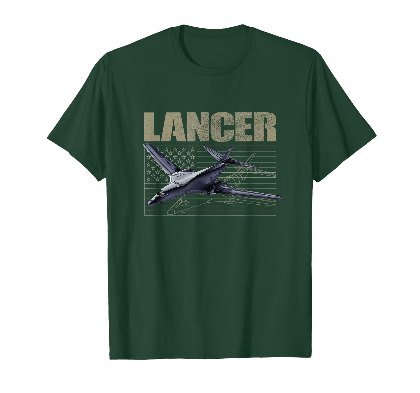 USA B1 Lancer Military Jet Bomber Airplane American Flag Women Kids Men T-Shirt