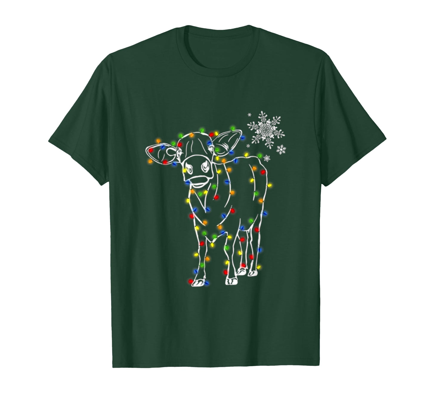 Cow Christmas Light Tree Cow Xmas Snow Lover T-Shirt