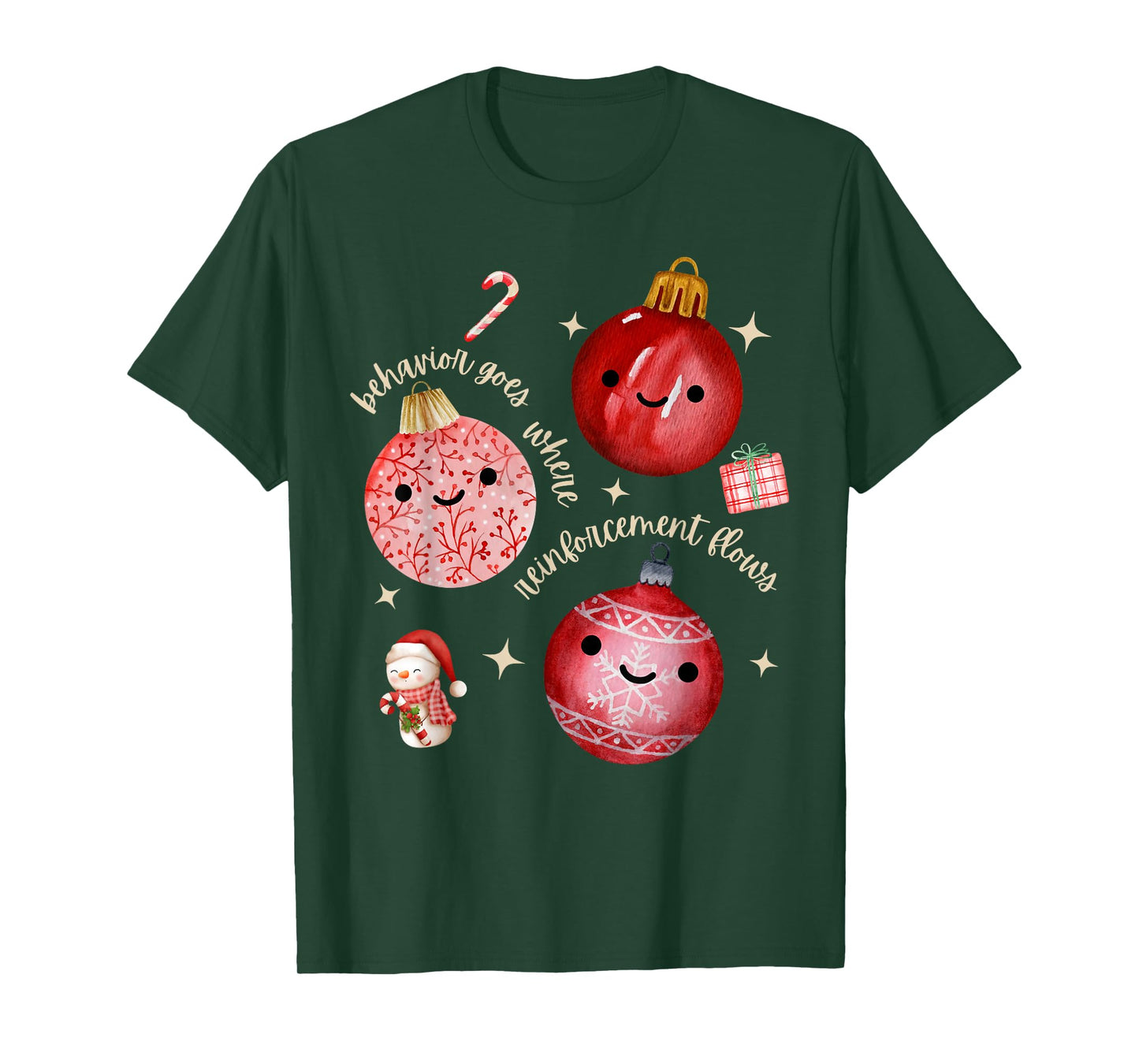 Behavior Goes Where Reinforcement Flows ABA RBT Christmas T-Shirt