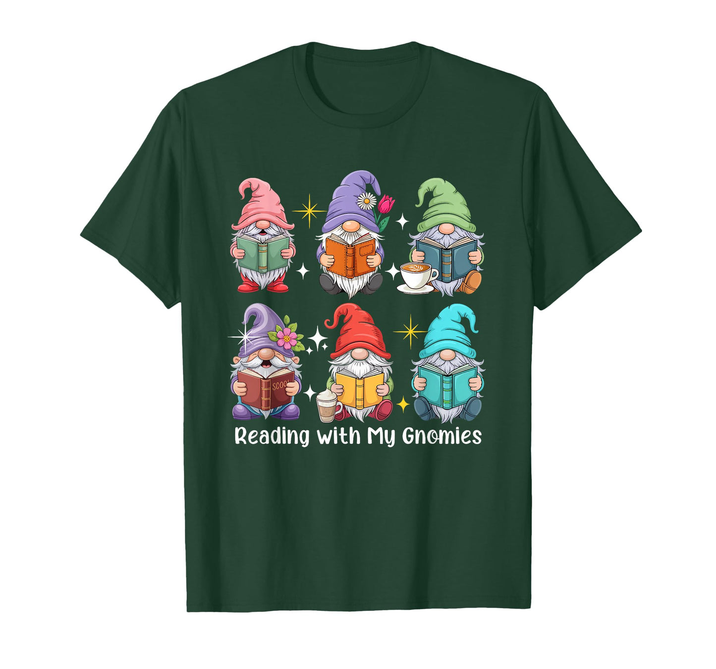 Reading with My Gnomies Group Gnomes Bookworm Librarian T-Shirt