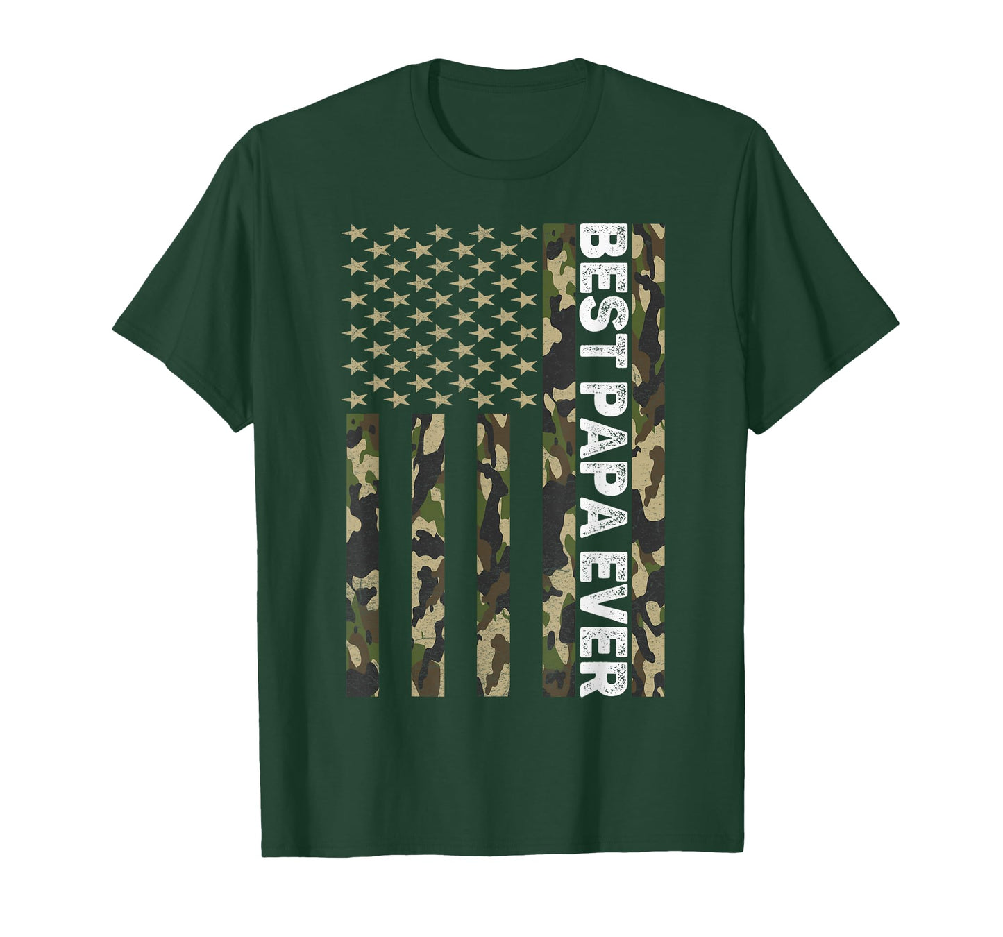 Best Papa Ever Men Grandpa Camo American Flag Fathers Day T-Shirt